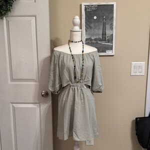 Crescent Light Sage Green Mini Sundress with Puff Sleeves
